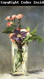 Edouard Manet Carnations and Clematis in a Crystal Vase